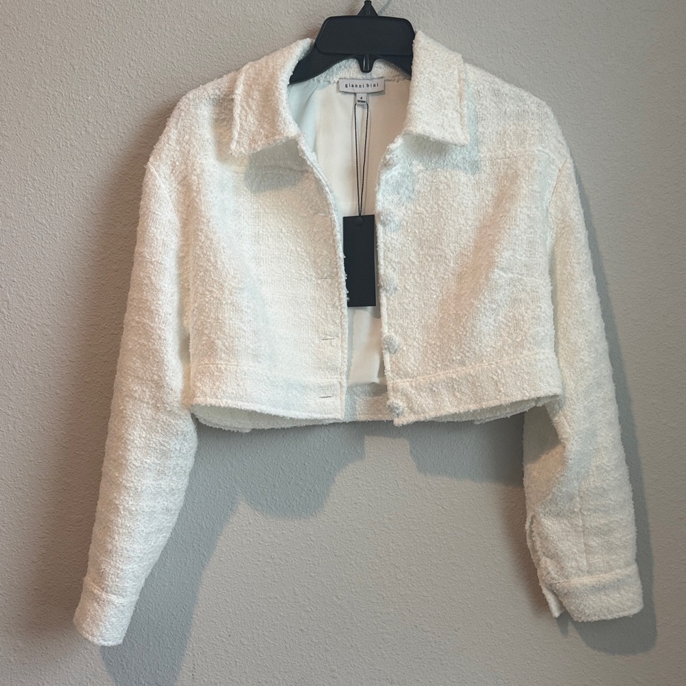 Gianni Bini Charlie Tweed Button Crop Jacket
